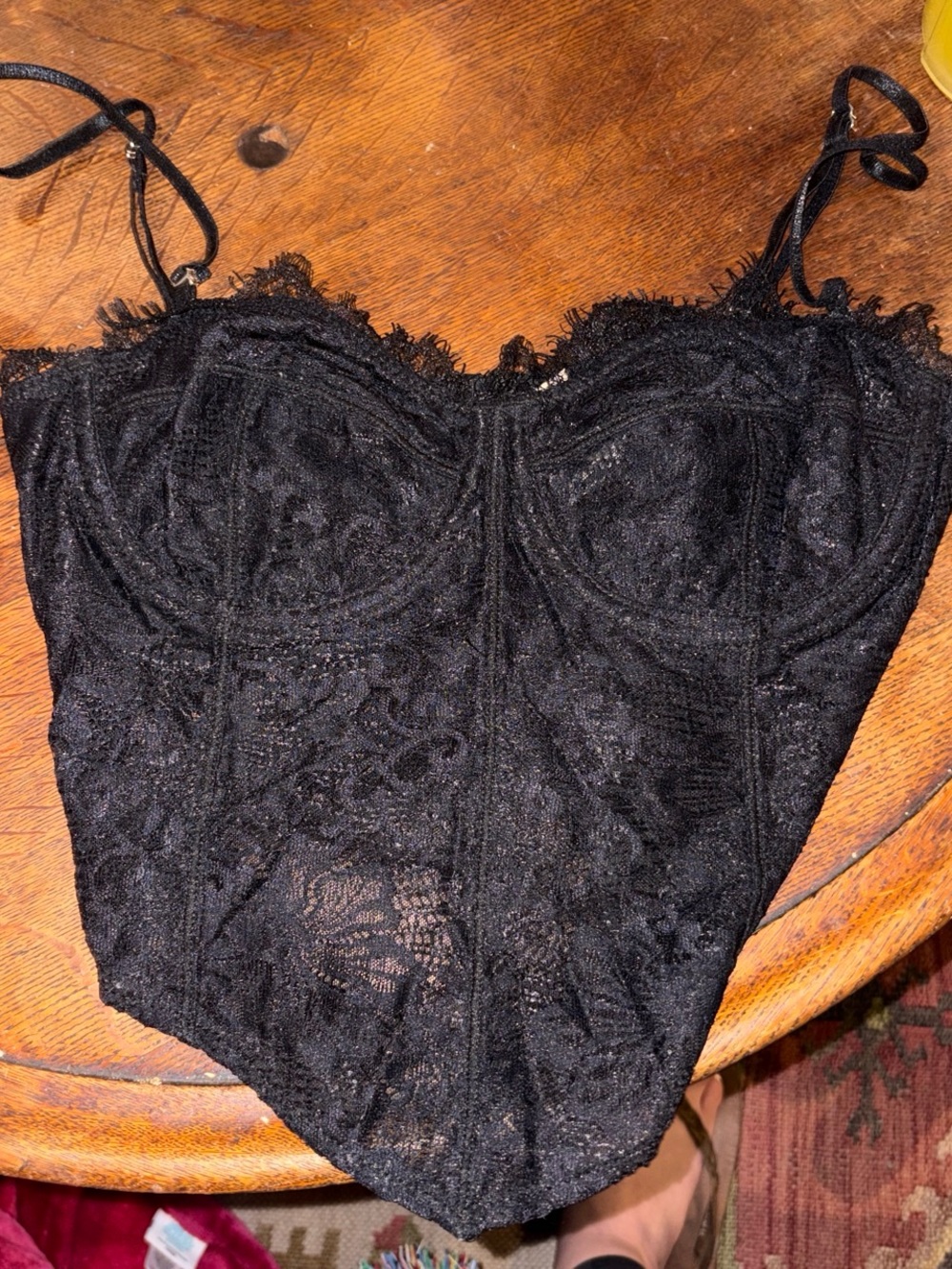 Free People Black Lace Bustier Slip Top